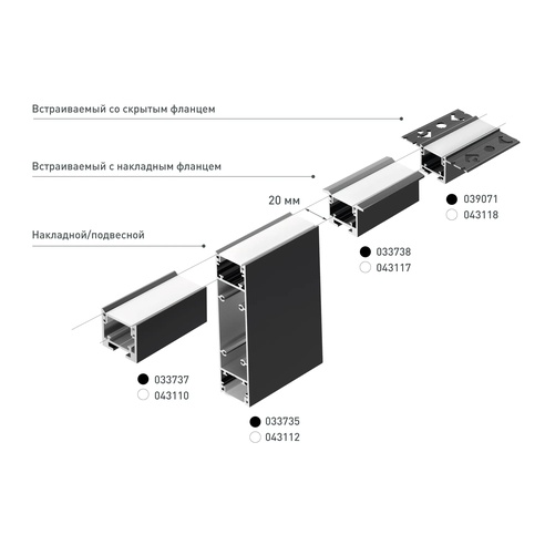 Профиль SL-LINE-25100-DUAL-2500 BLACK (Arlight, Алюминий)