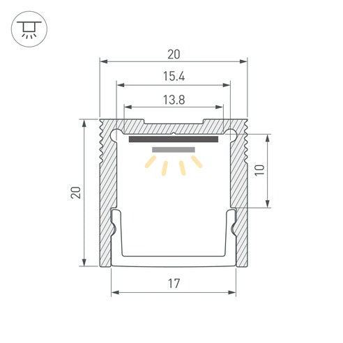 Профиль SL-SLIM20-H20-3000 ANOD (Arlight, Алюминий)