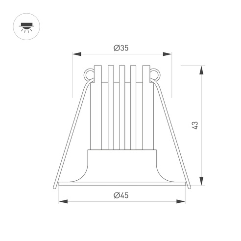 Светильник MS-FOGGY-BUILT-R45-5W Warm3000 (WH, 36 deg, 230V) (Arlight, IP54 Металл, 5 лет)