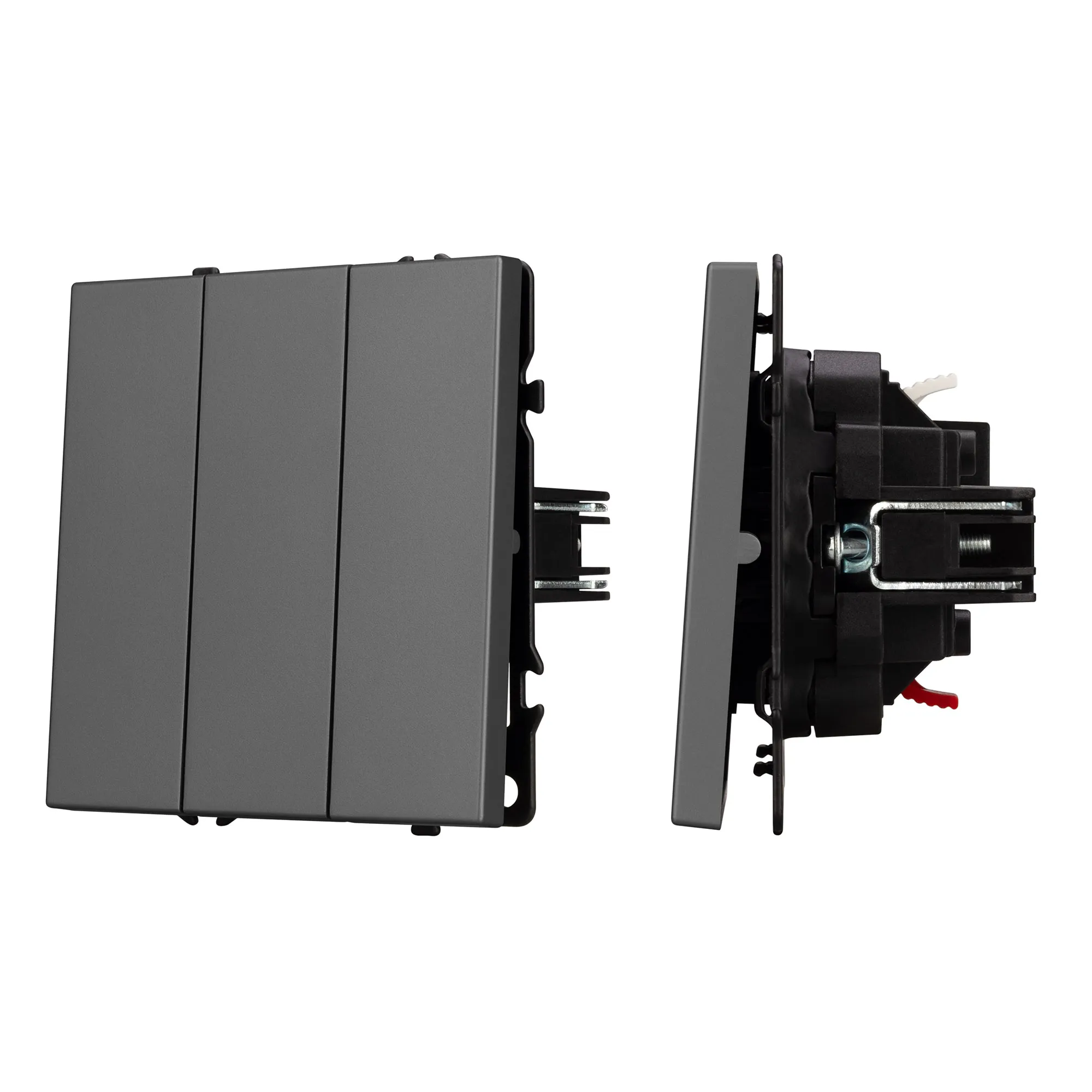 Механизм выключателя трехклавишный непроходной SWT-NOBE-MK03-SFPL-GR (230V, 10A) (Arlight, Серый базальт)