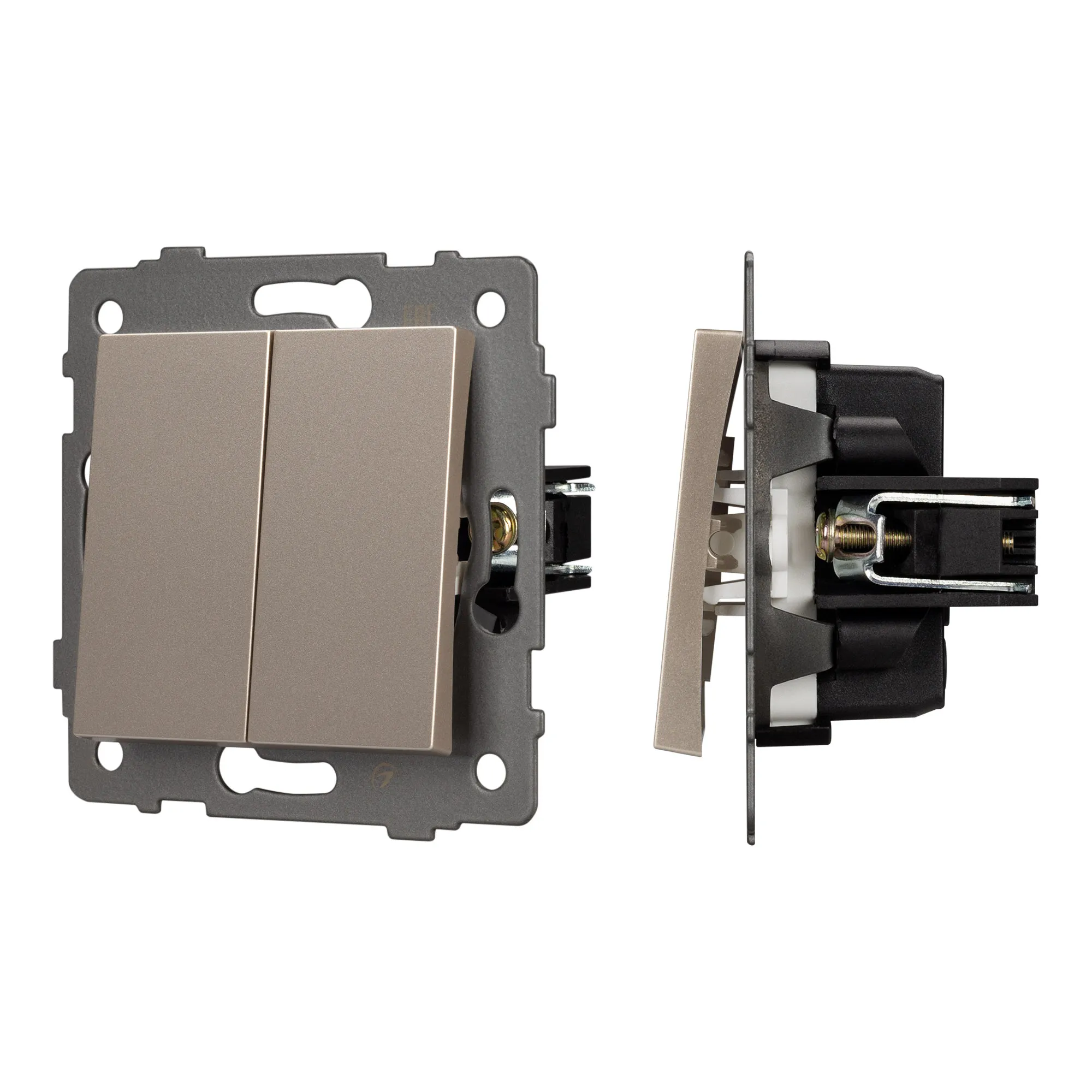 Механизм выключателя двухклавишный проходной SWT-MKP2-PL-GD-V (250V, 10A) (Arlight, -) - изображение товара